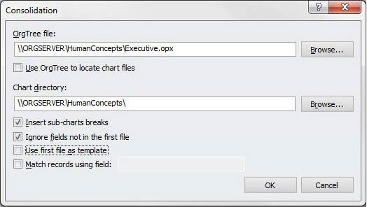 Org Chart Consolidation Dialog Box